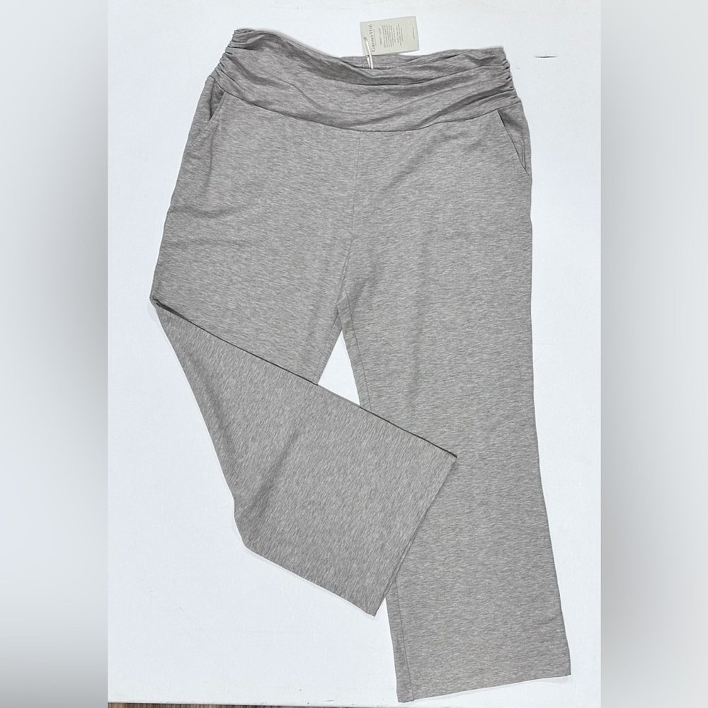 NEW GARNET HILL Wide Leg Lounge Sweatpants Ruched Grey XL Beachy Tencel Lyocell